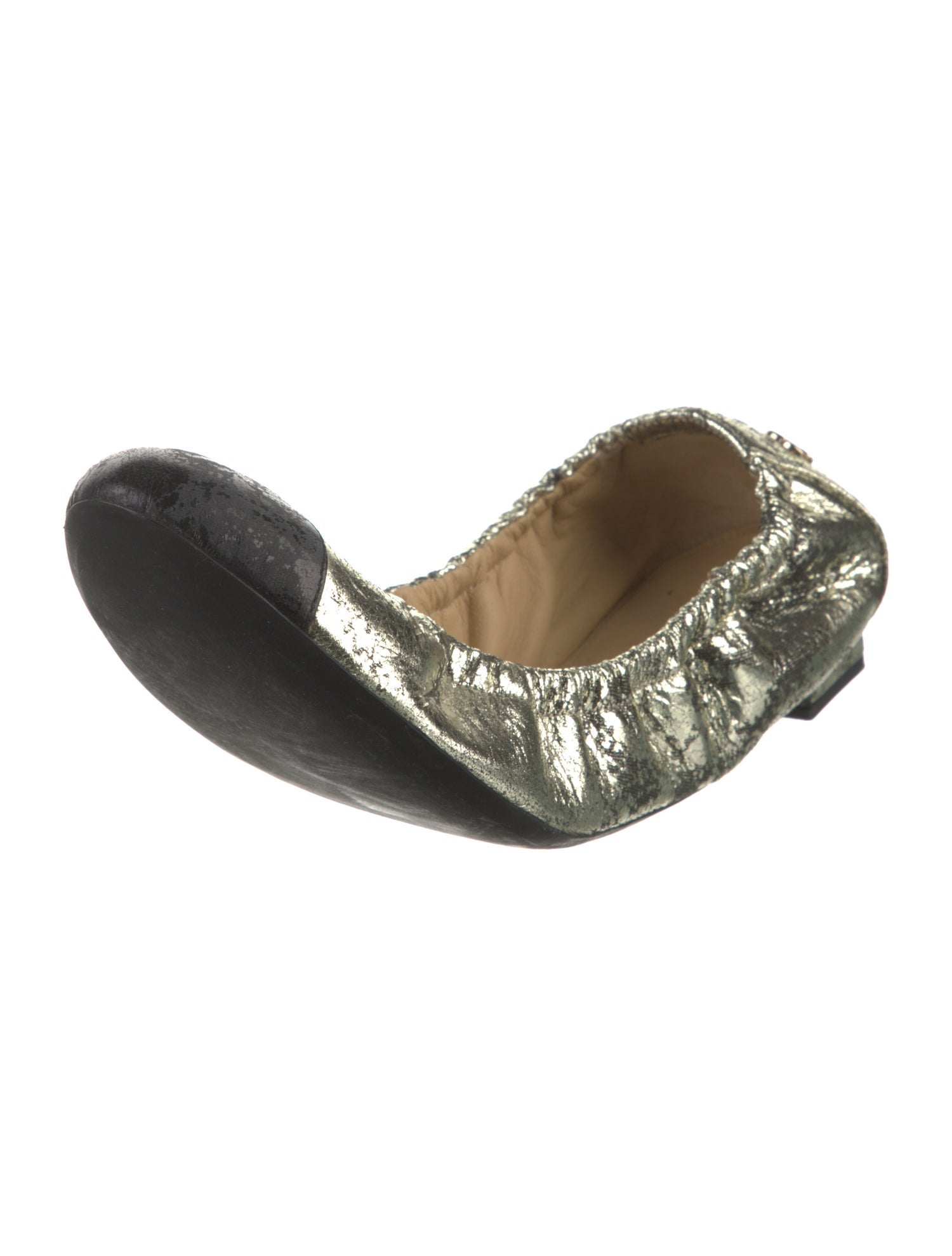 Chanel Interlocking CC Logo Leather Ballet Flats